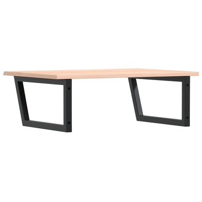 Badeværelseshylde Stål Og Massivt Egetræ Brun Og Sort