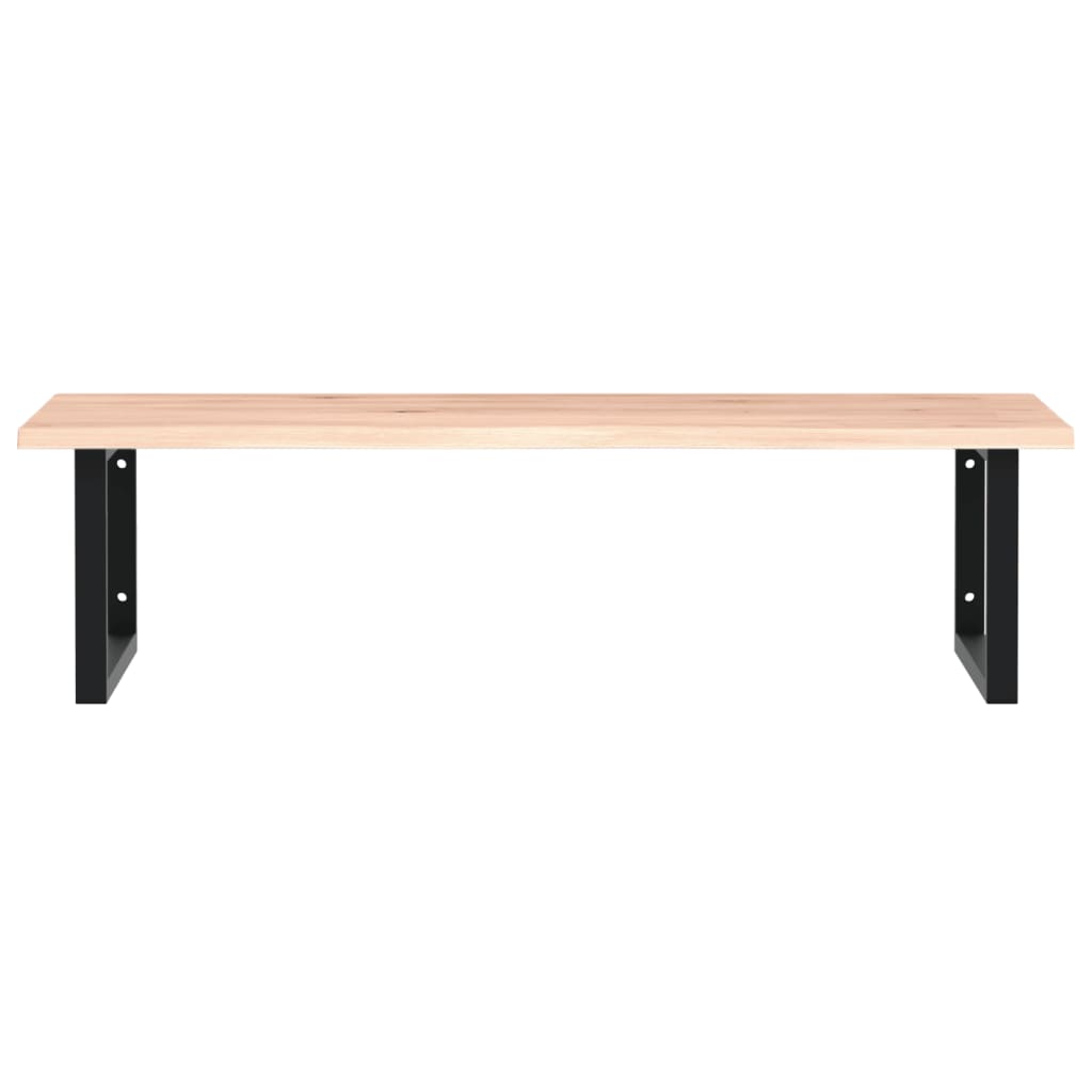 Badeværelseshylde Stål Og Massivt Egetræ Brun Og Sort