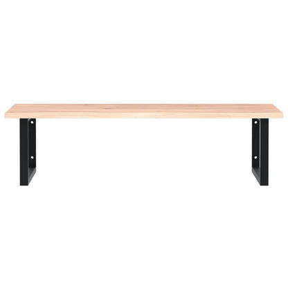 Badeværelseshylde Stål Og Massivt Egetræ Brun Og Sort