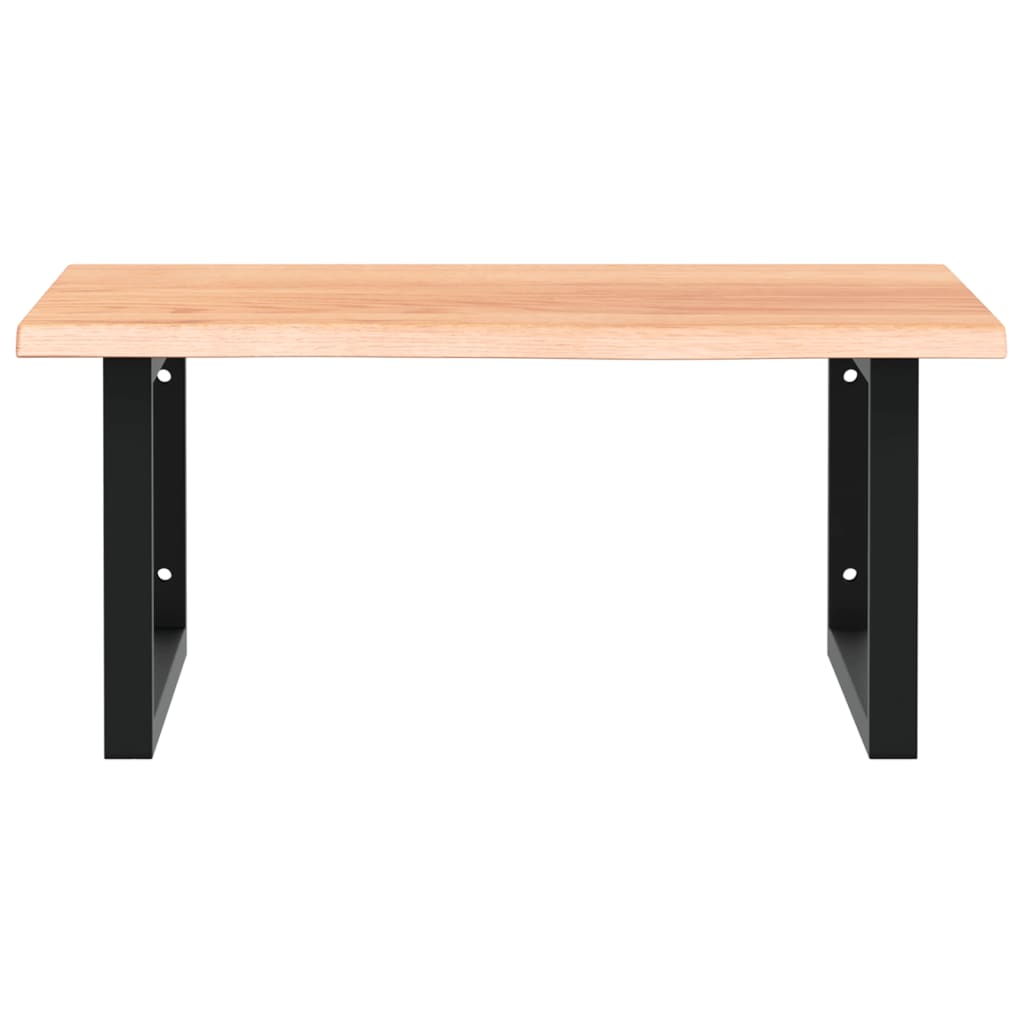 Badeværelseshylde Stål Og Massivt Egetræ Lysebrun Og Sort