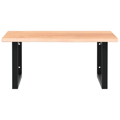 Badeværelseshylde Stål Og Massivt Egetræ Lysebrun Og Sort