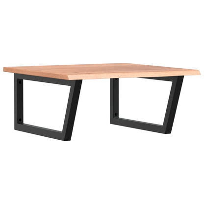 Badeværelseshylde Stål Og Massivt Egetræ Lysebrun Og Sort