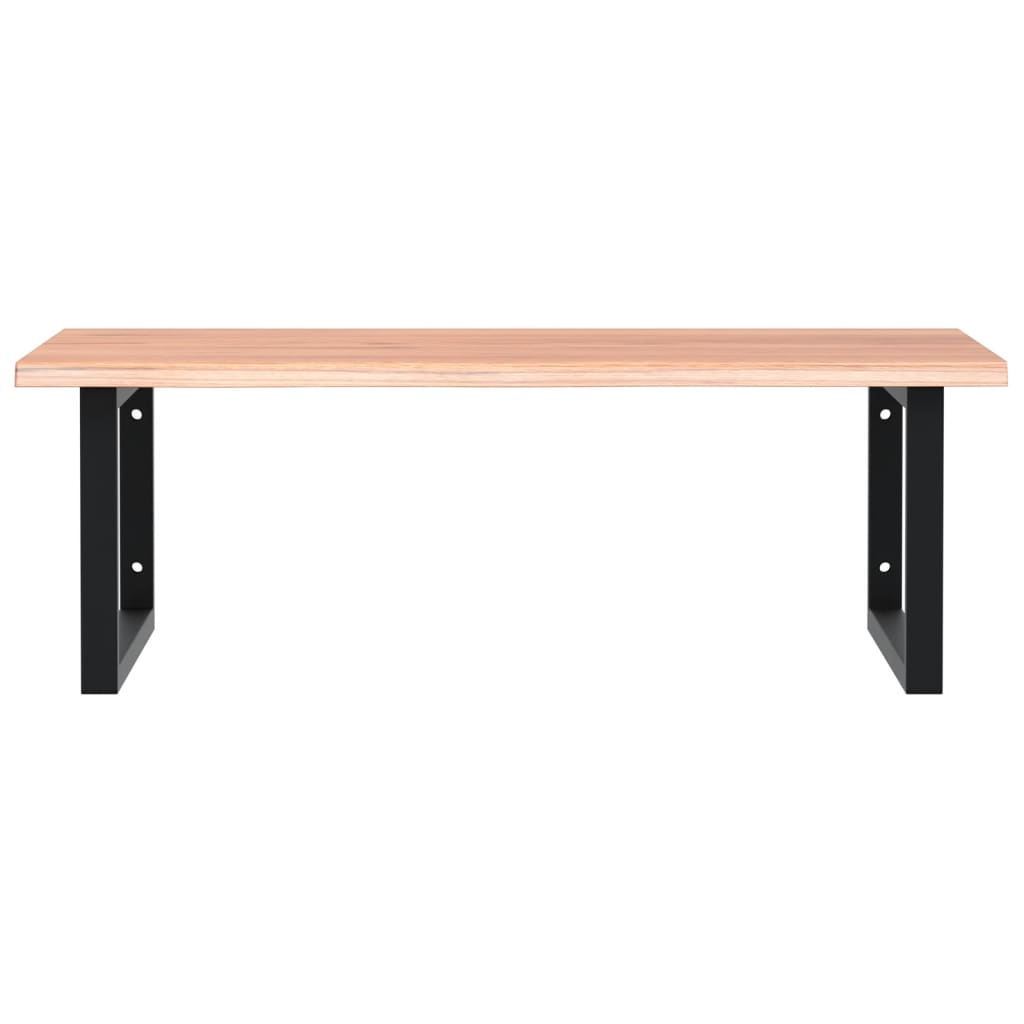 Badeværelseshylde Stål Og Massivt Egetræ Lysebrun Og Sort