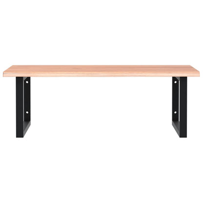 Badeværelseshylde Stål Og Massivt Egetræ Lysebrun Og Sort