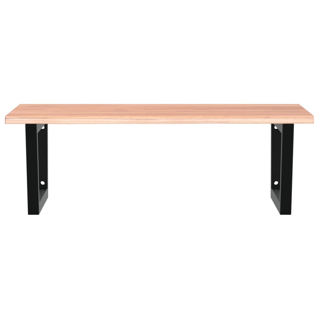 Badeværelseshylde Stål Og Massivt Egetræ Lysebrun Og Sort