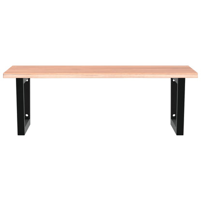 Badeværelseshylde Stål Og Massivt Egetræ Lysebrun Og Sort