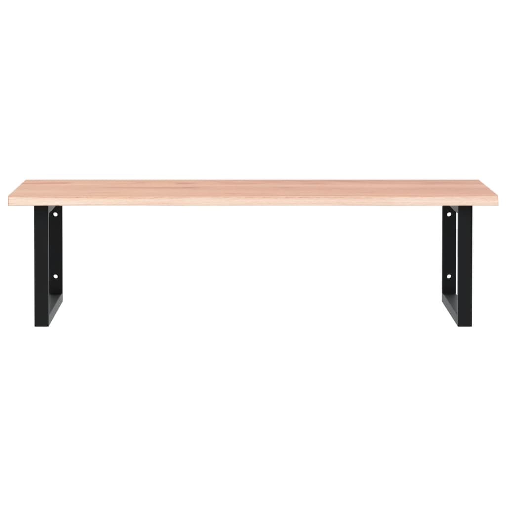 Badeværelseshylde Stål Og Massivt Egetræ Lysebrun Og Sort