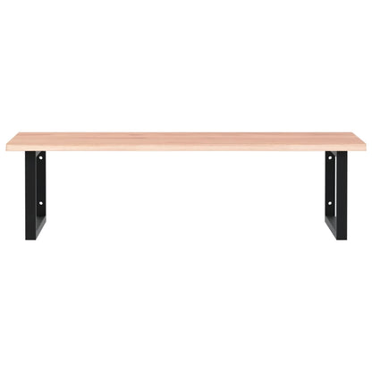 Badeværelseshylde Stål Og Massivt Egetræ Lysebrun Og Sort