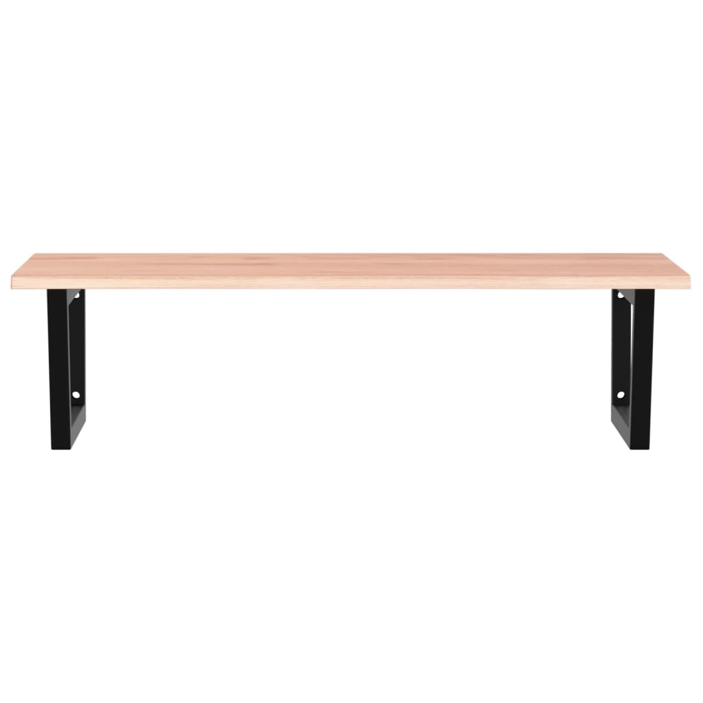 Badeværelseshylde Stål Og Massivt Egetræ Lysebrun Og Sort