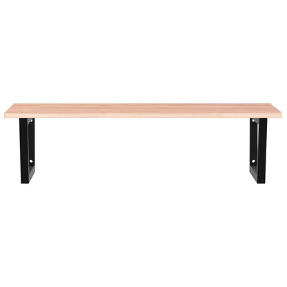 Badeværelseshylde Stål Og Massivt Egetræ Lysebrun Og Sort