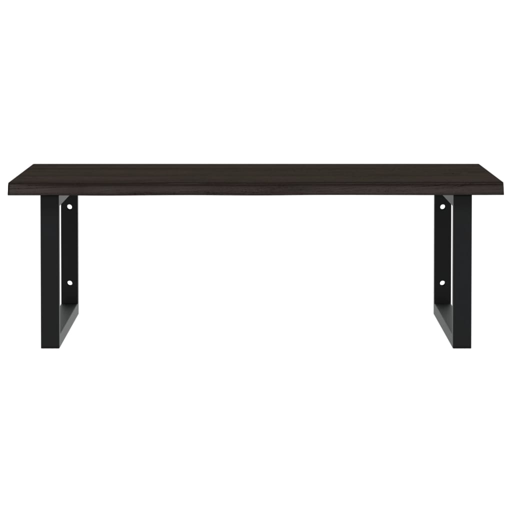 Badeværelseshylde Stål Og Massivt Egetræ Mørkebrun Og Sort