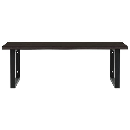 Badeværelseshylde Stål Og Massivt Egetræ Mørkebrun Og Sort