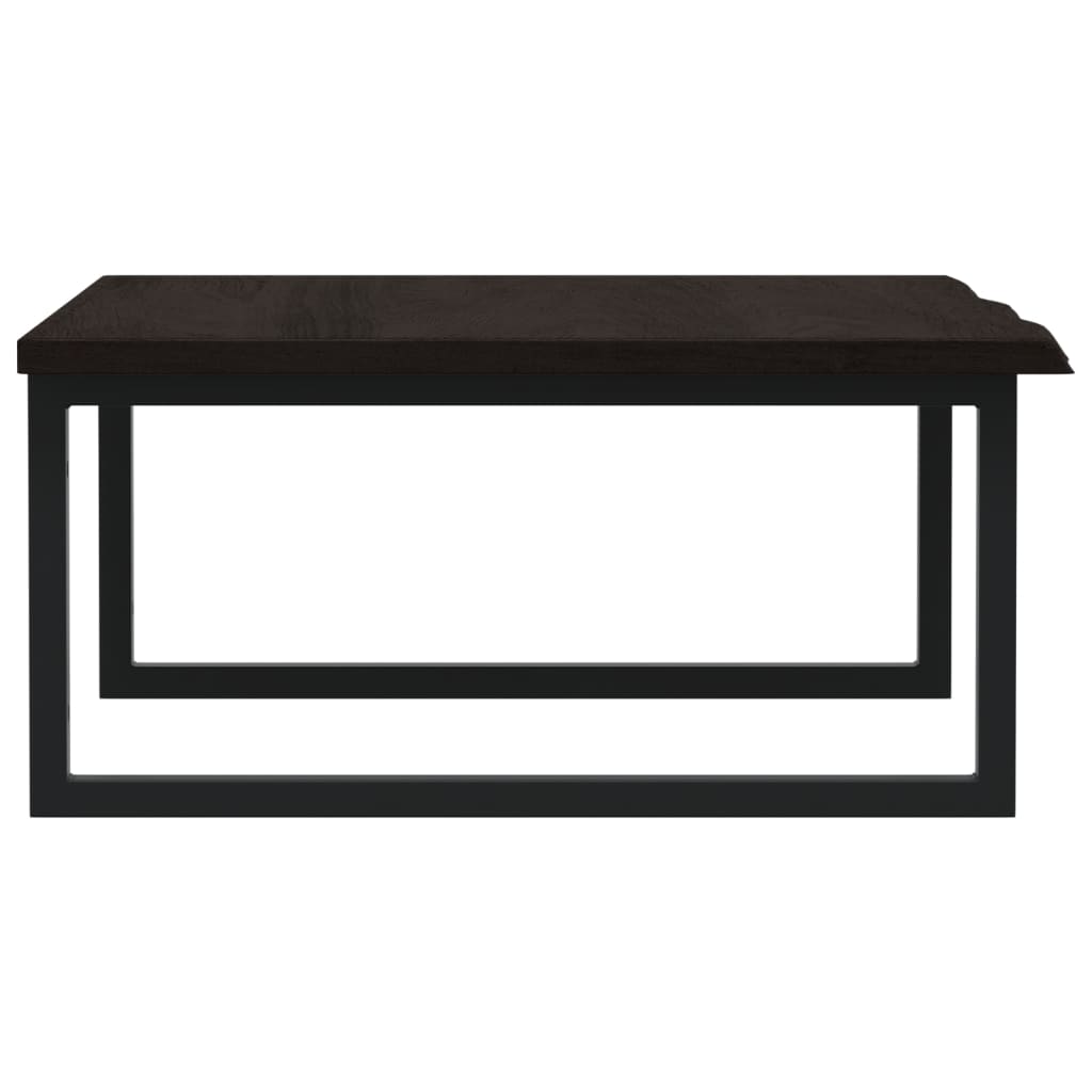 Badeværelseshylde Stål Og Massivt Egetræ Mørkebrun Og Sort