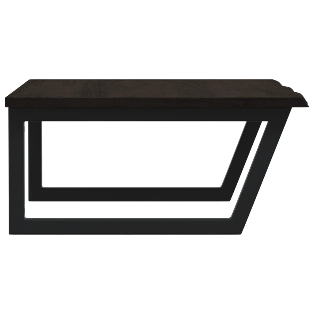 Badeværelseshylde Stål Og Massivt Egetræ Mørkebrun Og Sort