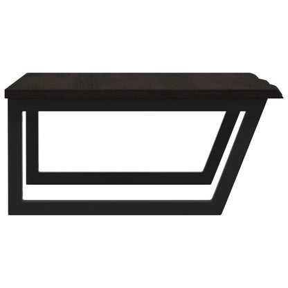 Badeværelseshylde Stål Og Massivt Egetræ Mørkebrun Og Sort