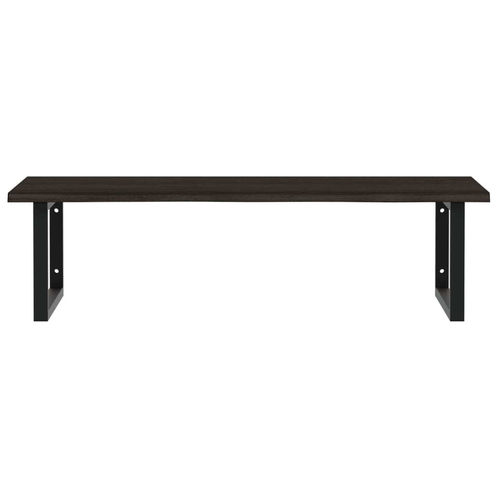 Badeværelseshylde Stål Og Massivt Egetræ Mørkebrun Og Sort