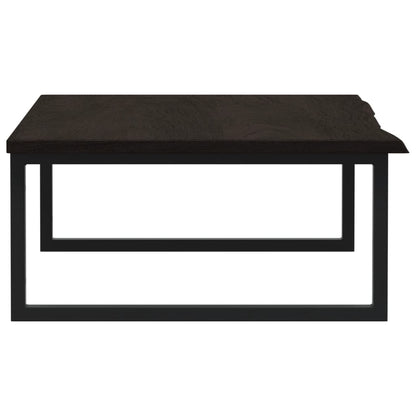 Badeværelseshylde Stål Og Massivt Egetræ Mørkebrun Og Sort