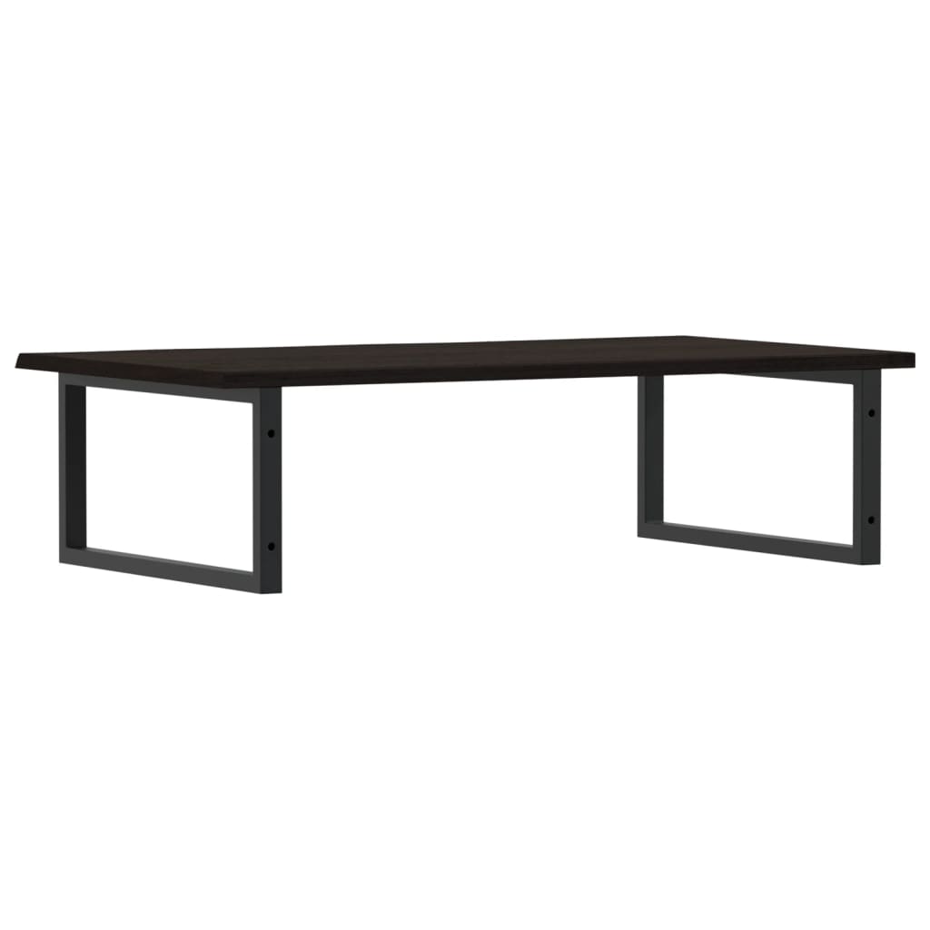 Badeværelseshylde Stål Og Massivt Egetræ Mørkebrun Og Sort