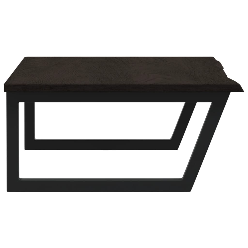 Badeværelseshylde Stål Og Massivt Egetræ Mørkebrun Og Sort