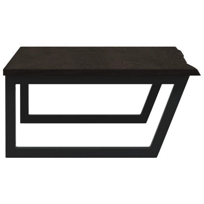 Badeværelseshylde Stål Og Massivt Egetræ Mørkebrun Og Sort