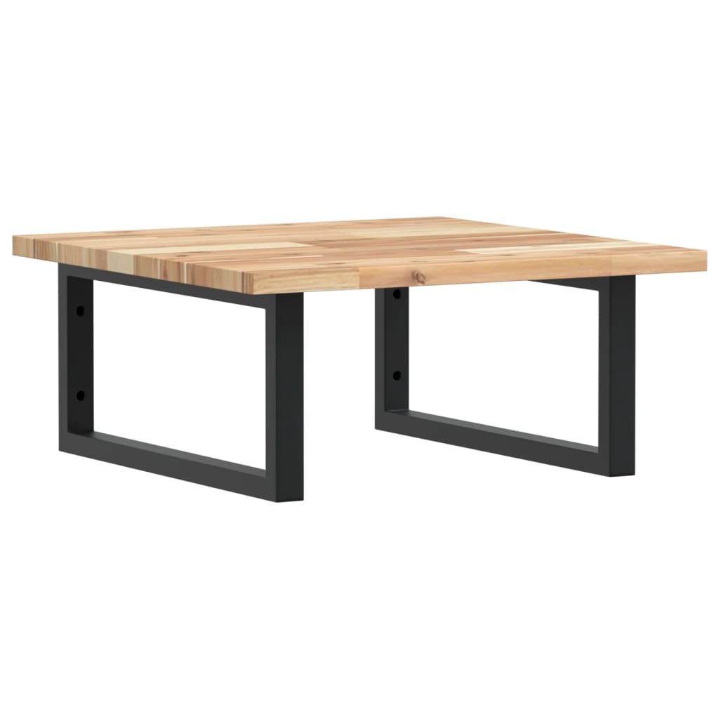 Væghængt Badeværelseshylde Stål Og Massivt Akacietræ Brun Og Sort