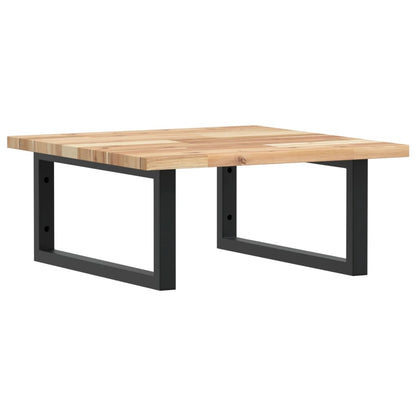 Væghængt Badeværelseshylde Stål Og Massivt Akacietræ Brun Og Sort