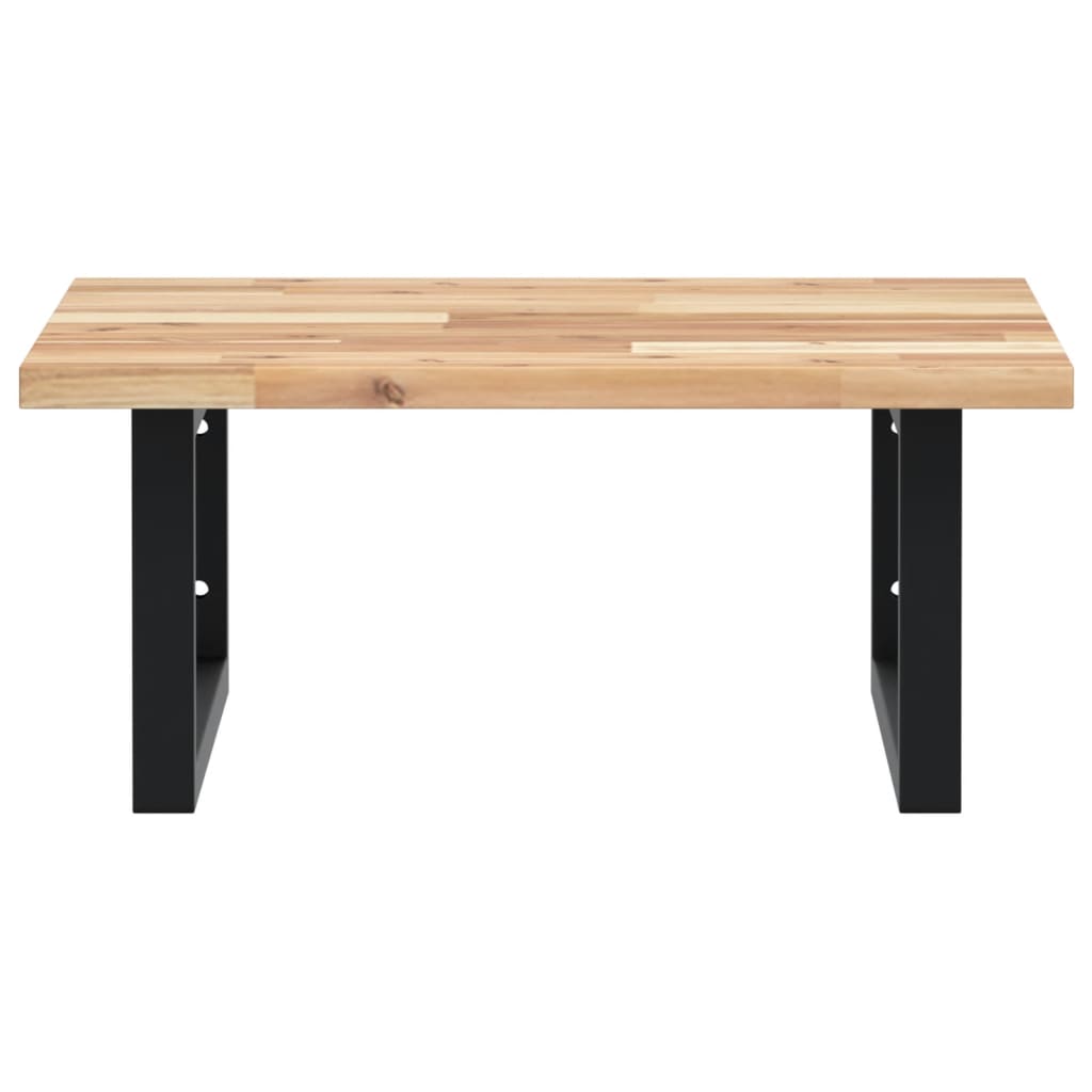 Væghængt Badeværelseshylde Stål Og Massivt Akacietræ Brun Og Sort