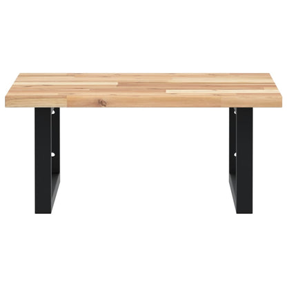 Væghængt Badeværelseshylde Stål Og Massivt Akacietræ Brun Og Sort