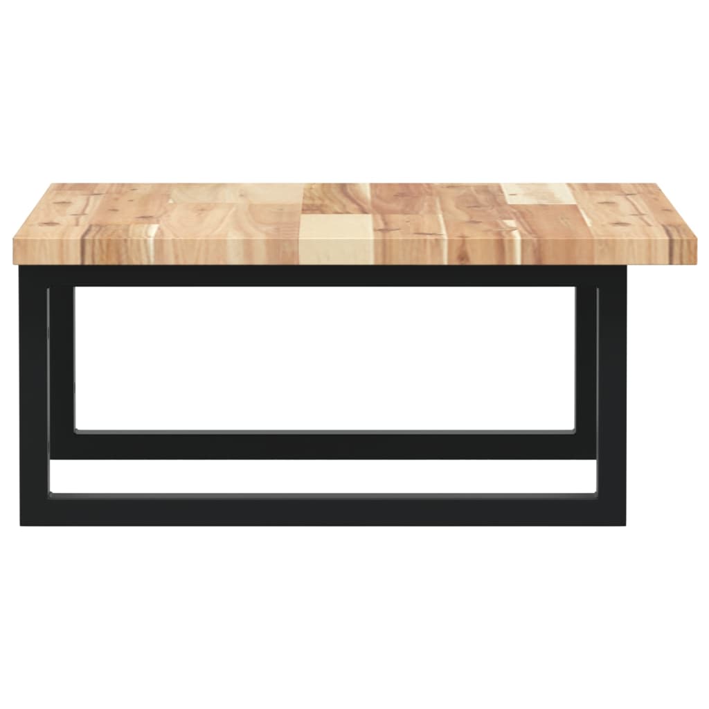 Væghængt Badeværelseshylde Stål Og Massivt Akacietræ Brun Og Sort