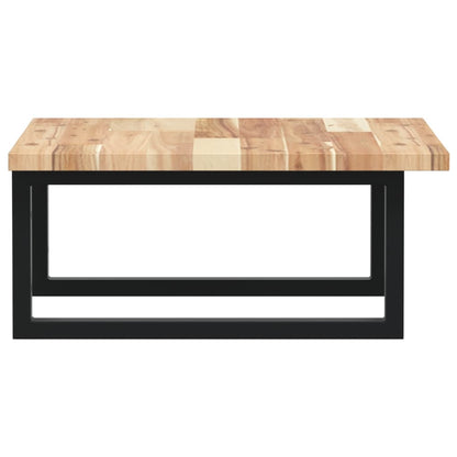 Væghængt Badeværelseshylde Stål Og Massivt Akacietræ Brun Og Sort