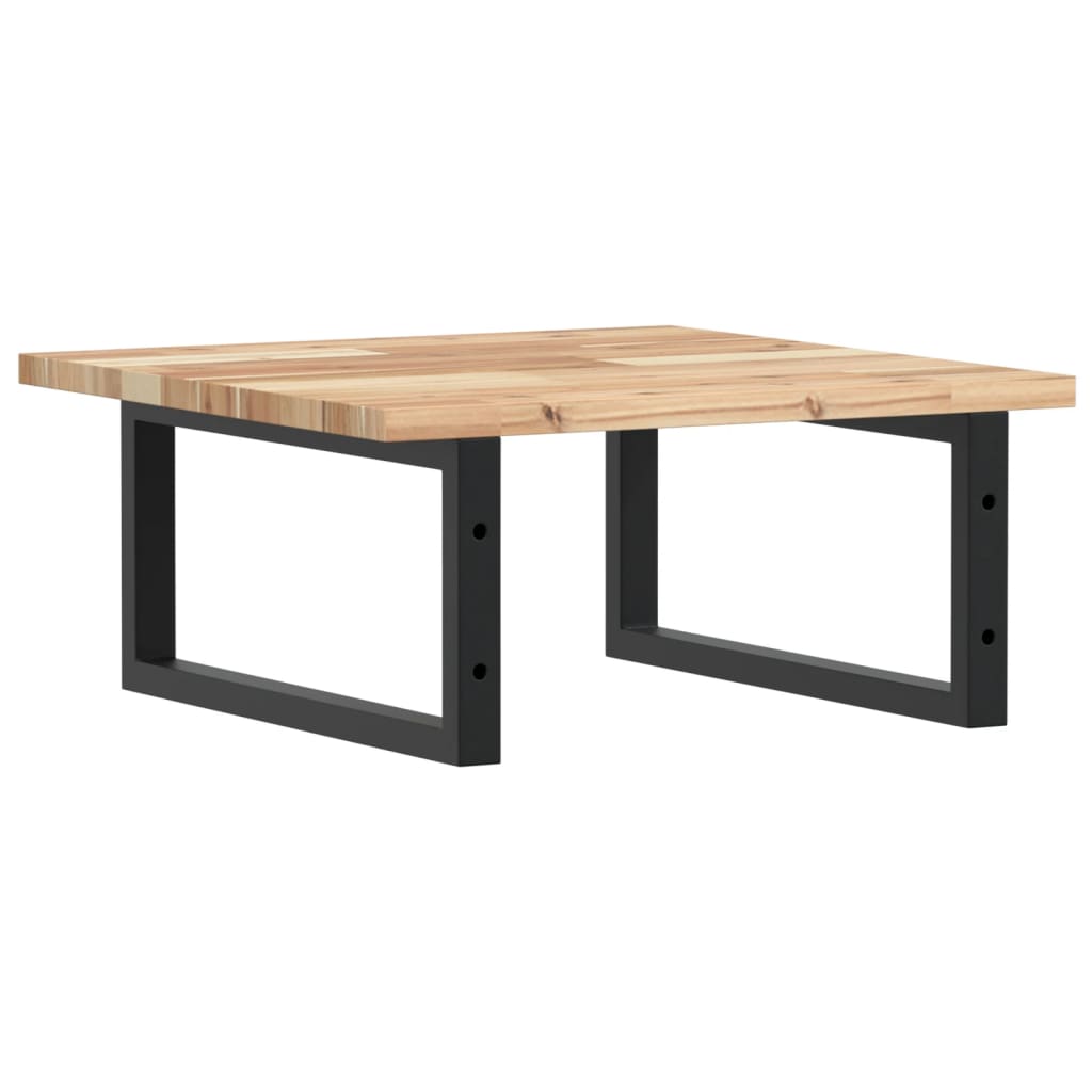 Væghængt Badeværelseshylde Stål Og Massivt Akacietræ Brun Og Sort