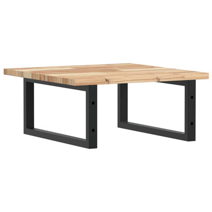 Væghængt Badeværelseshylde Stål Og Massivt Akacietræ Brun Og Sort