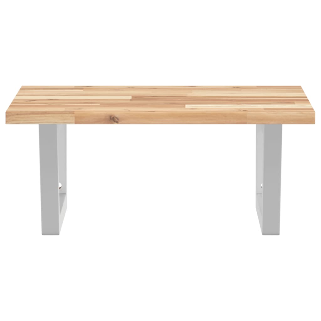 Væghængt Badeværelseshylde Stål Og Massivt Akacietræ Brun Og Hvid