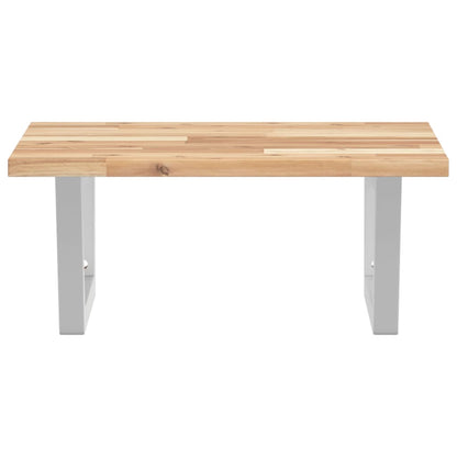 Væghængt Badeværelseshylde Stål Og Massivt Akacietræ Brun Og Hvid