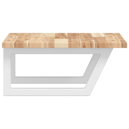 Væghængt Badeværelseshylde Stål Og Massivt Akacietræ Brun Og Hvid