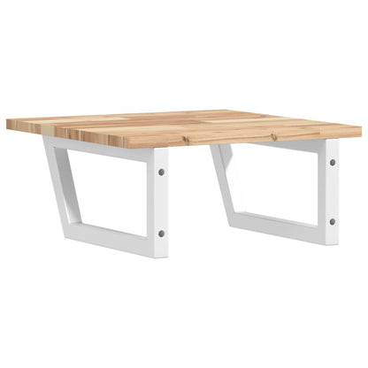 Væghængt Badeværelseshylde Stål Og Massivt Akacietræ Brun Og Hvid