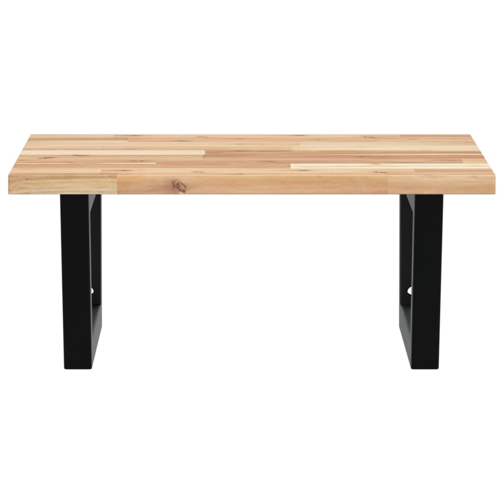 Væghængt Badeværelseshylde Stål Og Massivt Akacietræ Brun Og Sort