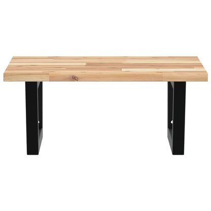 Væghængt Badeværelseshylde Stål Og Massivt Akacietræ Brun Og Sort