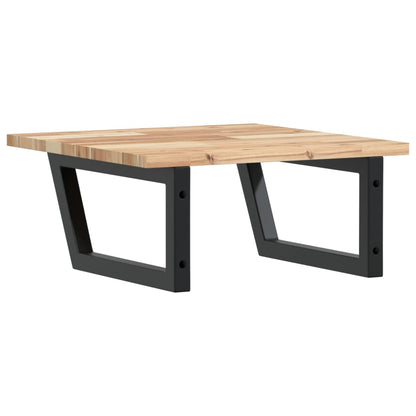 Væghængt Badeværelseshylde Stål Og Massivt Akacietræ Brun Og Sort