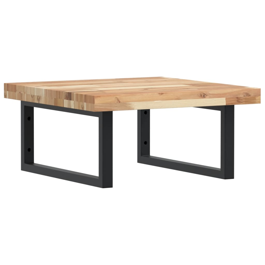 Væghængt Badeværelseshylde Stål Og Massivt Akacietræ Brun Og Sort