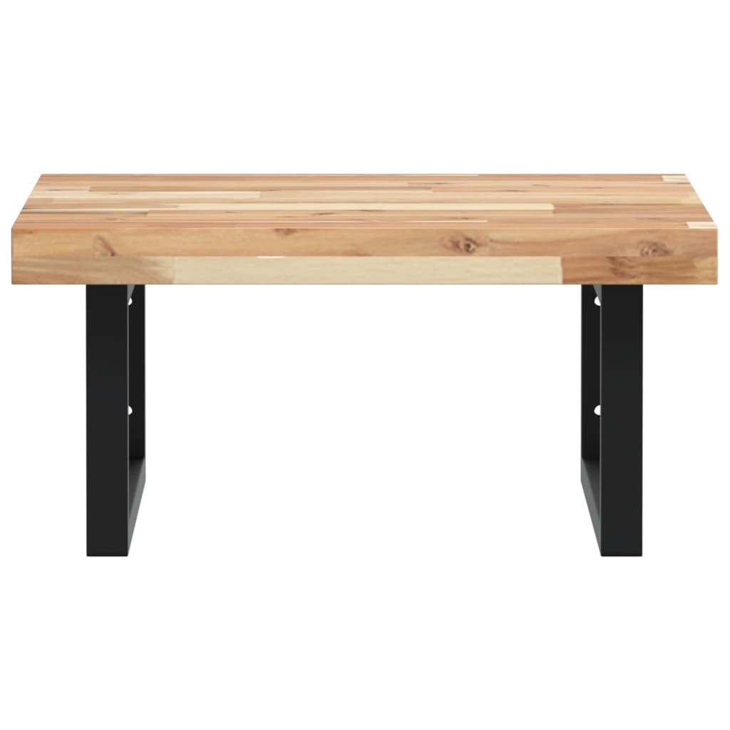 Væghængt Badeværelseshylde Stål Og Massivt Akacietræ Brun Og Sort