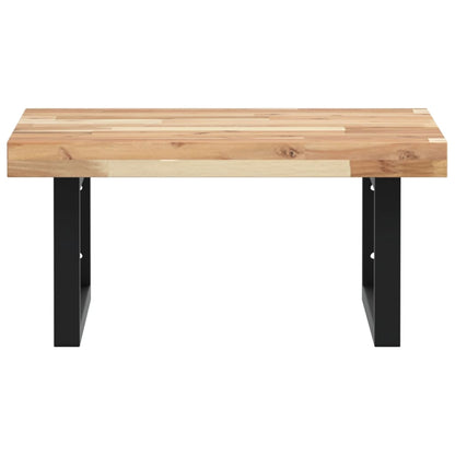 Væghængt Badeværelseshylde Stål Og Massivt Akacietræ Brun Og Sort