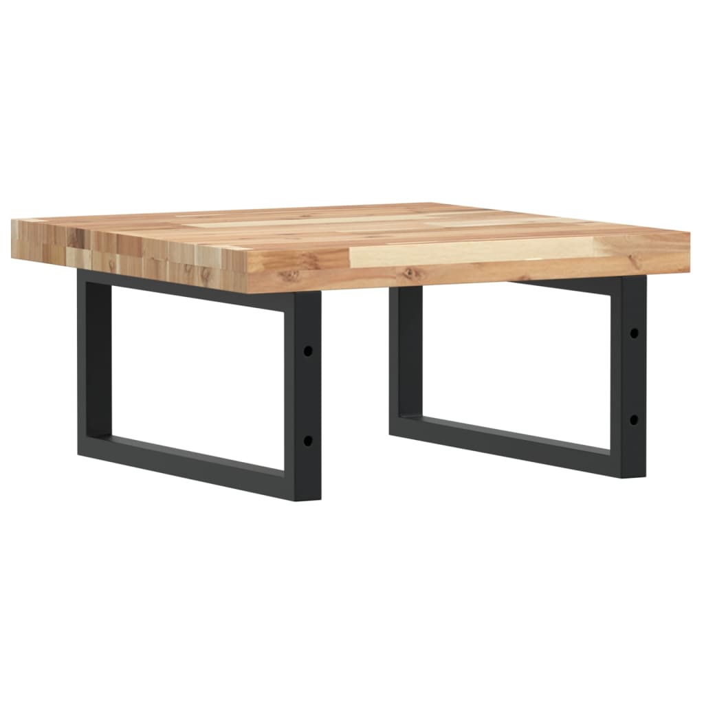 Væghængt Badeværelseshylde Stål Og Massivt Akacietræ Brun Og Sort