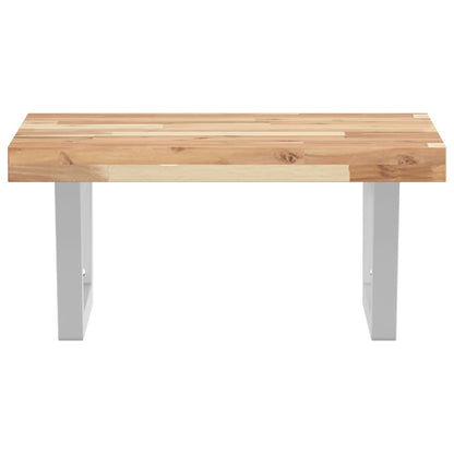 Væghængt Badeværelseshylde Stål Og Massivt Akacietræ Brun Og Hvid