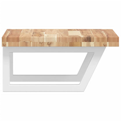 Væghængt Badeværelseshylde Stål Og Massivt Akacietræ Brun Og Hvid