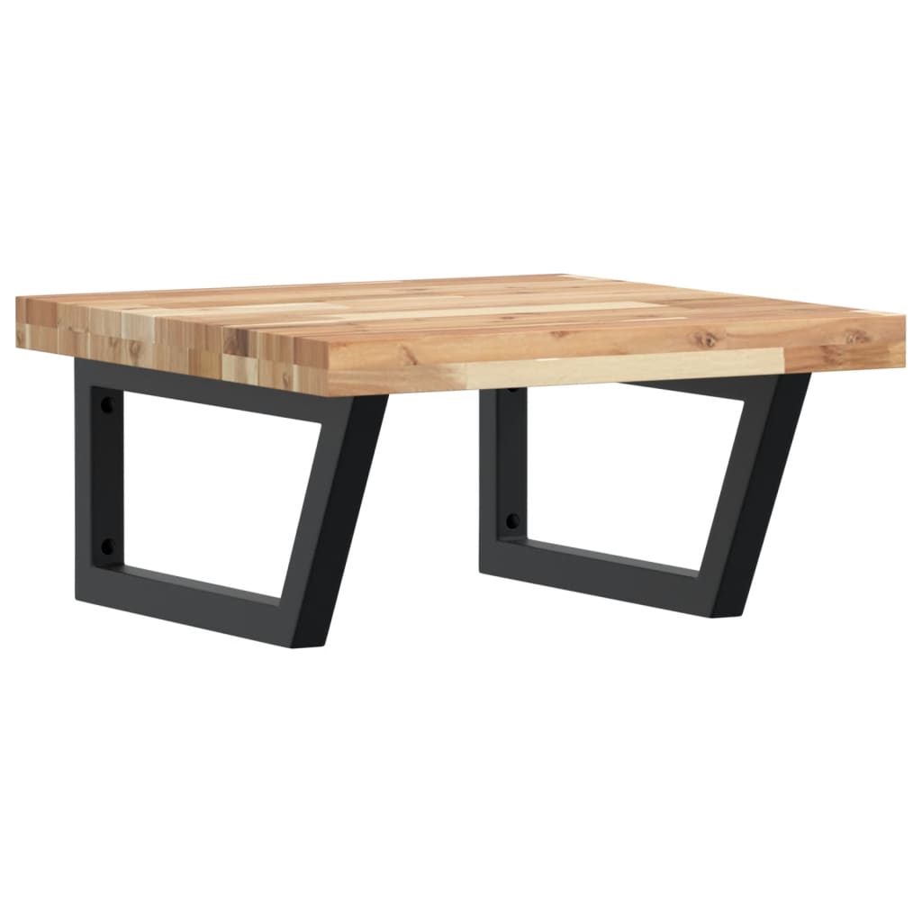 Væghængt Badeværelseshylde Stål Og Massivt Akacietræ Brun Og Sort