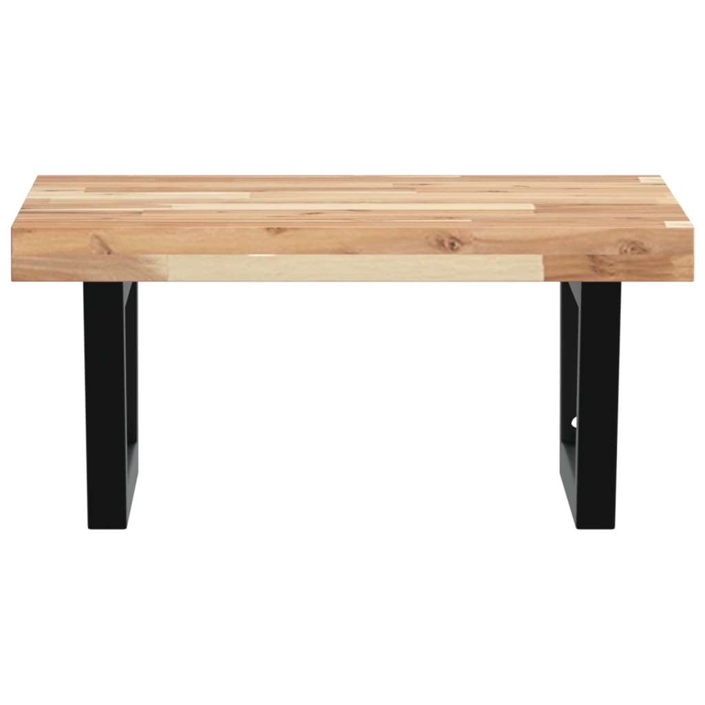 Væghængt Badeværelseshylde Stål Og Massivt Akacietræ Brun Og Sort