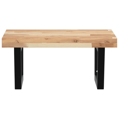 Væghængt Badeværelseshylde Stål Og Massivt Akacietræ Brun Og Sort