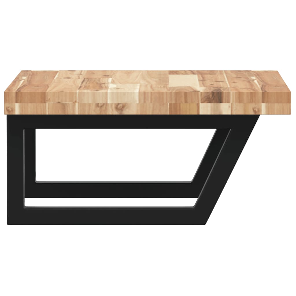 Væghængt Badeværelseshylde Stål Og Massivt Akacietræ Brun Og Sort