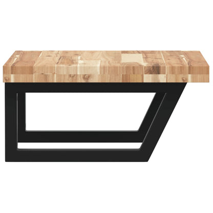 Væghængt Badeværelseshylde Stål Og Massivt Akacietræ Brun Og Sort